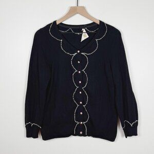 Anthropologie Monogram Clipped Etymology Cardigan Size L